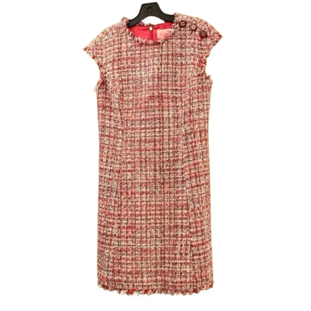 KATE SPADE~TEXTURED TWEED DRESS~Knee Length Short Sleeveless Pink SIZE 6